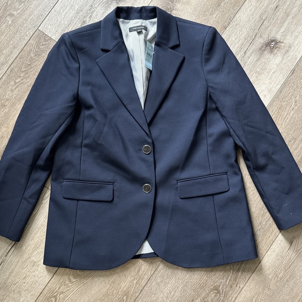 ANN TAYLOR NIGHT SKY BLUE PETITE 2 Button BLAZER JACKET SZ 10p #723